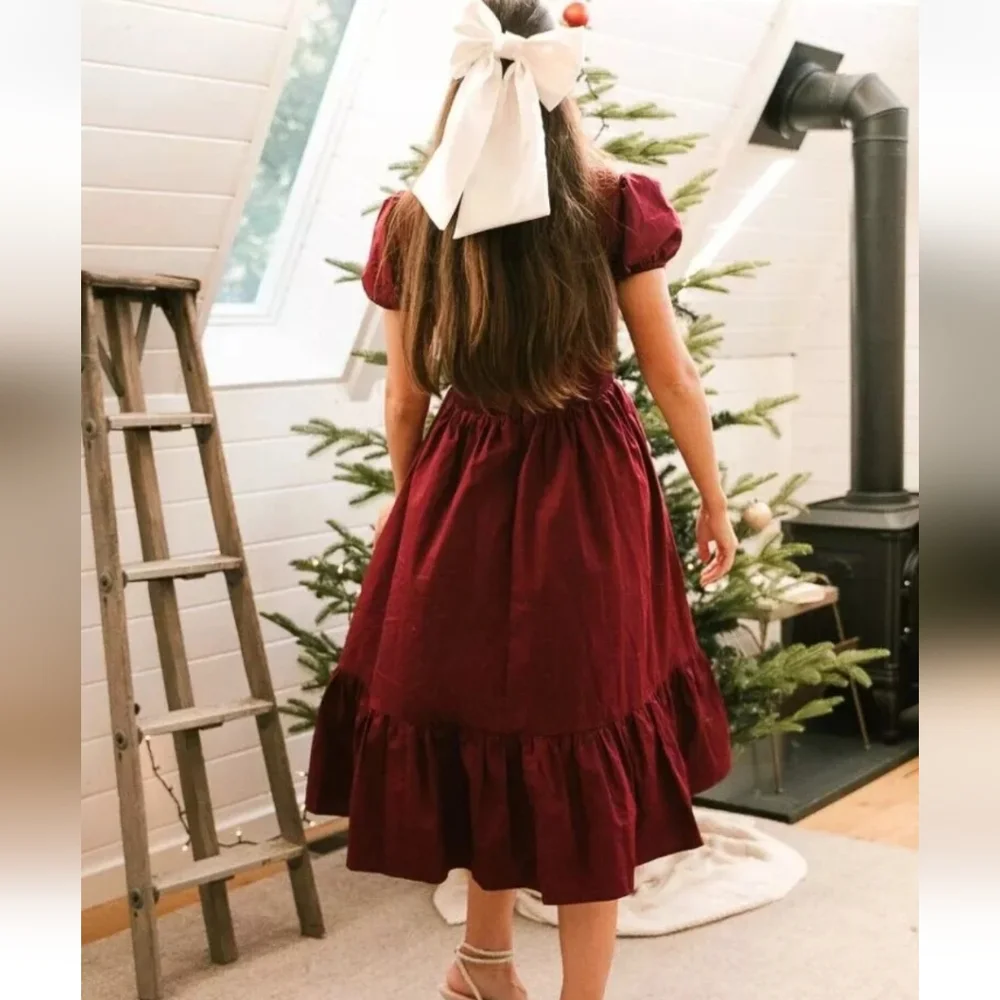 New W/Tags Ivy City Co Wine Red Smocked Addie Dress Large Holiday - Picture 3 of 11
